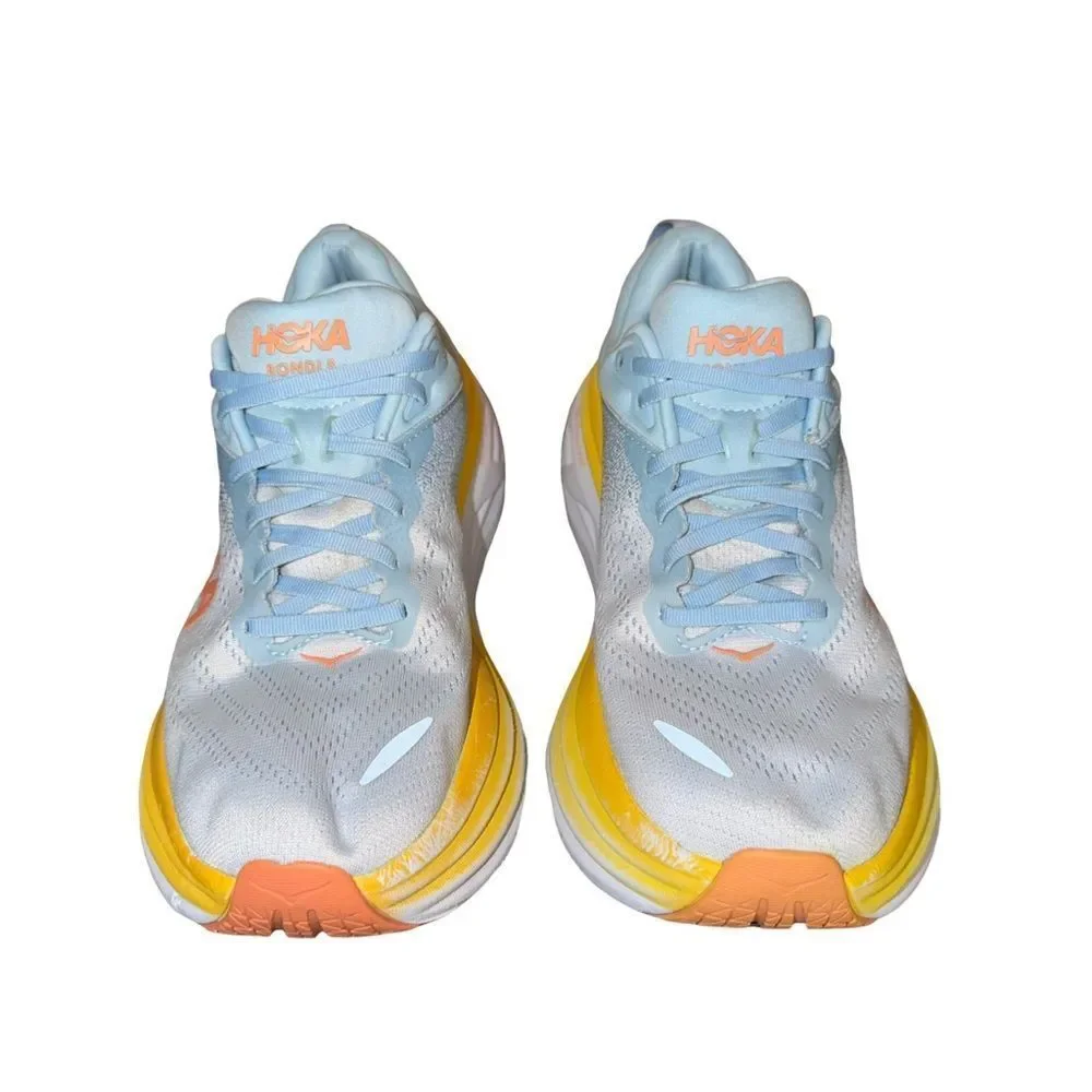Hoka Bondi 8 Women's Light Blue and Yellow Running Shoe size 12 B